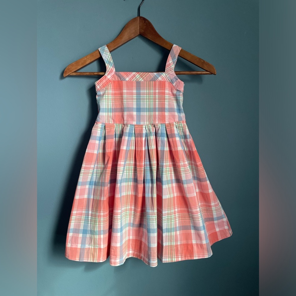 Hope & Henry Girl’s Plaid Dress 98% Cotton Pink Blue White Green Size 4